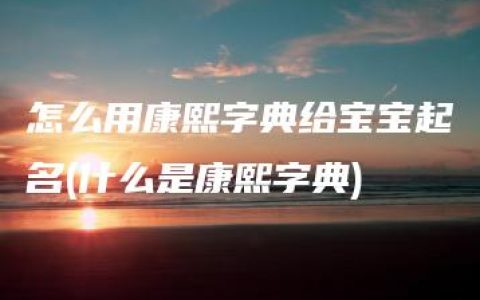 怎么用康熙字典给宝宝起名(什么是康熙字典)