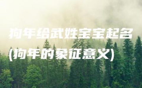 狗年给武姓宝宝起名(狗年的象征意义)