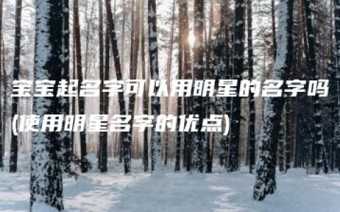 宝宝起名字可以用明星的名字吗(使用明星名字的优点)