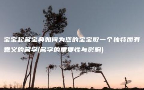 宝宝起名宝典如何为您的宝宝取一个独特而有意义的名字(名字的重要性与影响)