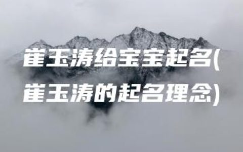 崔玉涛给宝宝起名(崔玉涛的起名理念)