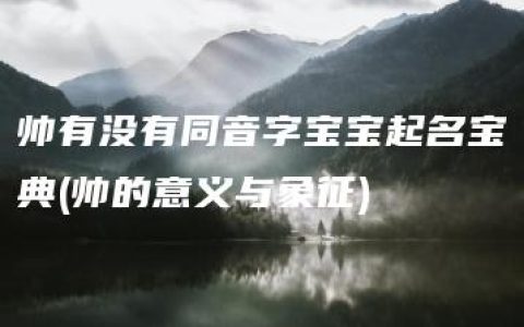 帅有没有同音字宝宝起名宝典(帅的意义与象征)