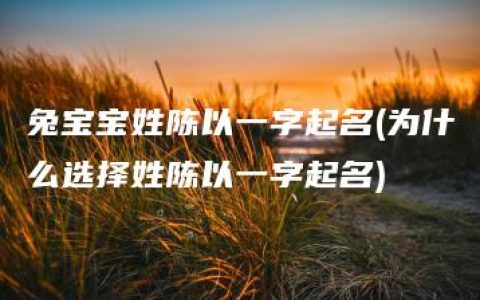 兔宝宝姓陈以一字起名(为什么选择姓陈以一字起名)