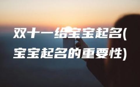 双十一给宝宝起名(宝宝起名的重要性)