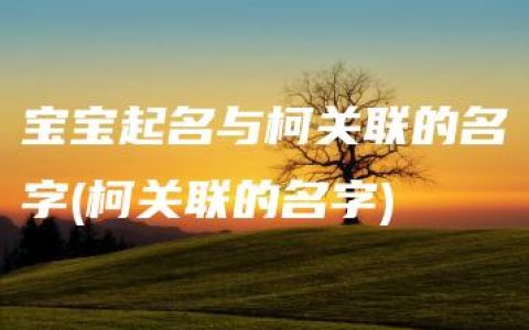 宝宝起名与柯关联的名字(柯关联的名字)