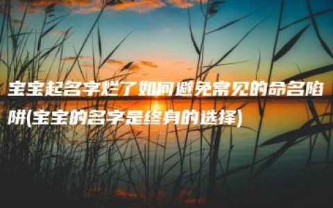 宝宝起名字烂了如何避免常见的命名陷阱(宝宝的名字是终身的选择)