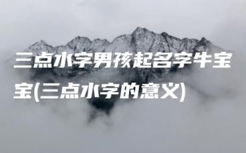 三点水字男孩起名字牛宝宝(三点水字的意义)