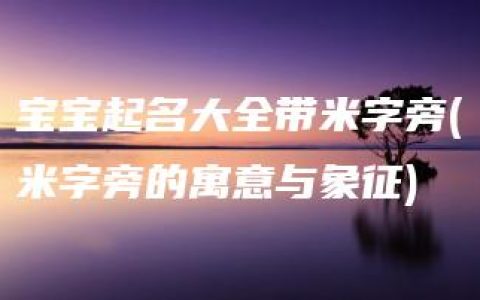 宝宝起名大全带米字旁(米字旁的寓意与象征)