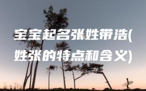 宝宝起名张姓带浩(姓张的特点和含义)