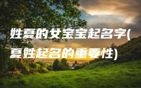 姓夏的女宝宝起名字(夏姓起名的重要性)