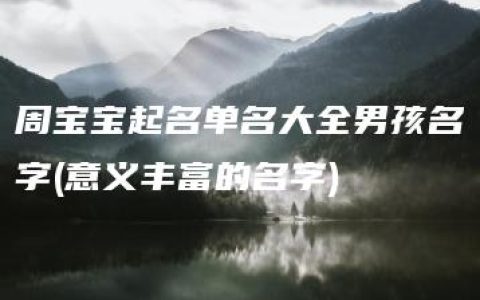 周宝宝起名单名大全男孩名字(意义丰富的名字)