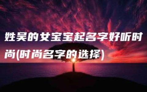 姓吴的女宝宝起名字好听时尚(时尚名字的选择)