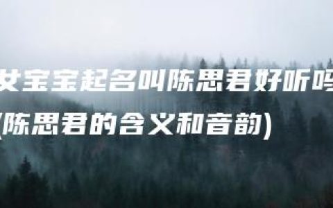 女宝宝起名叫陈思君好听吗(陈思君的含义和音韵)