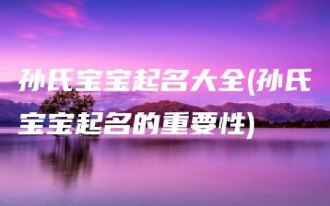 孙氏宝宝起名大全(孙氏宝宝起名的重要性)