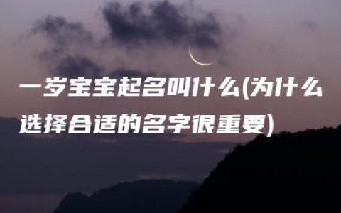 一岁宝宝起名叫什么(为什么选择合适的名字很重要)