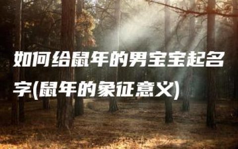 如何给鼠年的男宝宝起名字(鼠年的象征意义)