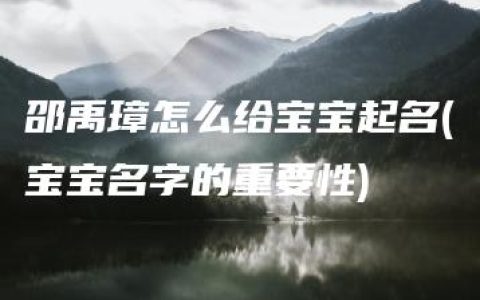 邵禹璋怎么给宝宝起名(宝宝名字的重要性)