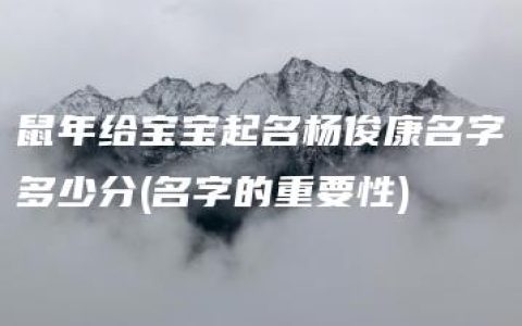 鼠年给宝宝起名杨俊康名字多少分(名字的重要性)