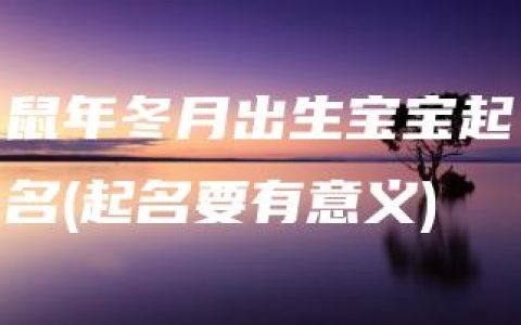 鼠年冬月出生宝宝起名(起名要有意义)