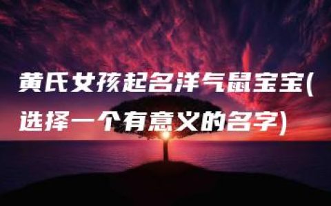 黄氏女孩起名洋气鼠宝宝(选择一个有意义的名字)