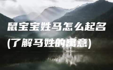 鼠宝宝姓马怎么起名(了解马姓的寓意)