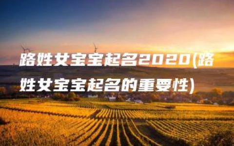 路姓女宝宝起名2020(路姓女宝宝起名的重要性)