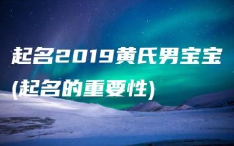 起名2019黄氏男宝宝(起名的重要性)