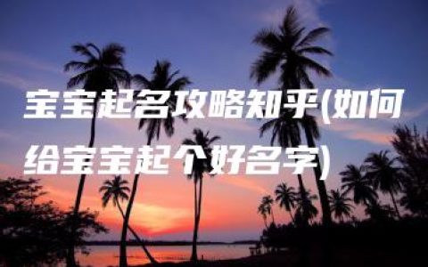 宝宝起名攻略知乎(如何给宝宝起个好名字)