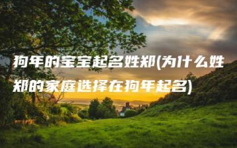 狗年的宝宝起名姓郑(为什么姓郑的家庭选择在狗年起名)