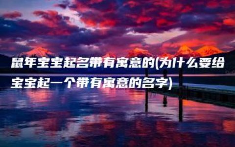 鼠年宝宝起名带有寓意的(为什么要给宝宝起一个带有寓意的名字)