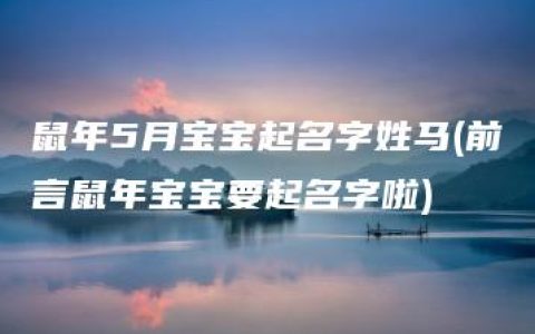 鼠年5月宝宝起名字姓马(前言鼠年宝宝要起名字啦)