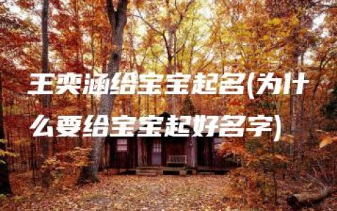 王奕涵给宝宝起名(为什么要给宝宝起好名字)