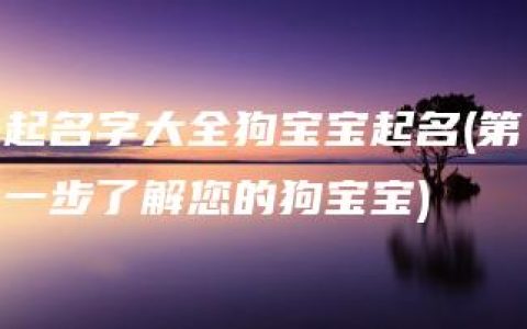 起名字大全狗宝宝起名(第一步了解您的狗宝宝)