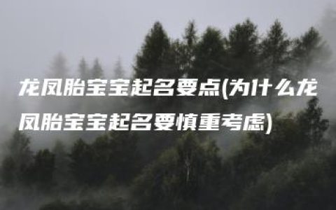 龙凤胎宝宝起名要点(为什么龙凤胎宝宝起名要慎重考虑)