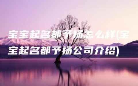 宝宝起名都予扬怎么样(宝宝起名都予扬公司介绍)