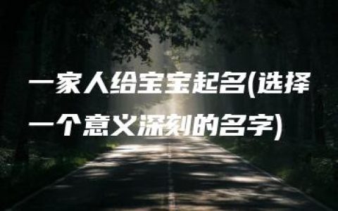 一家人给宝宝起名(选择一个意义深刻的名字)