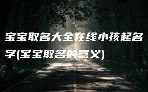 宝宝取名大全在线小孩起名字(宝宝取名的意义)