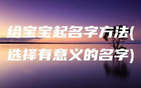 给宝宝起名字方法(选择有意义的名字)