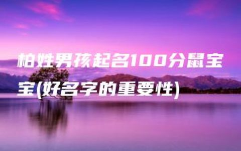 柏姓男孩起名100分鼠宝宝(好名字的重要性)