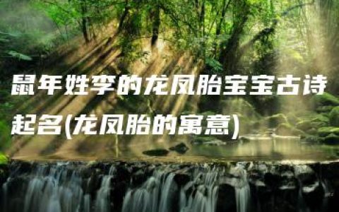 鼠年姓李的龙凤胎宝宝古诗起名(龙凤胎的寓意)