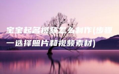 宝宝起名视频怎么制作(步骤一选择照片和视频素材)