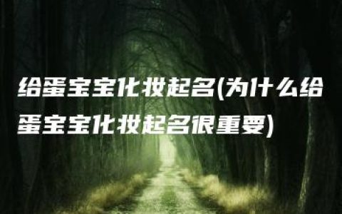 给蛋宝宝化妆起名(为什么给蛋宝宝化妆起名很重要)