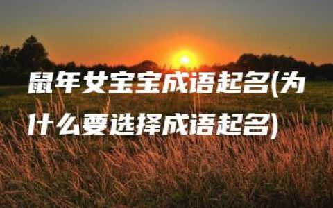 鼠年女宝宝成语起名(为什么要选择成语起名)