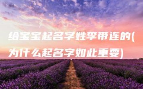 给宝宝起名字姓李带连的(为什么起名字如此重要)