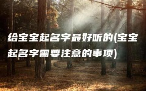 给宝宝起名字最好听的(宝宝起名字需要注意的事项)