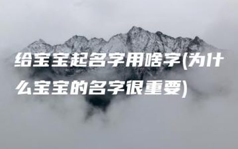 给宝宝起名字用啥字(为什么宝宝的名字很重要)