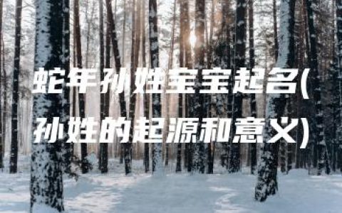 蛇年孙姓宝宝起名(孙姓的起源和意义)