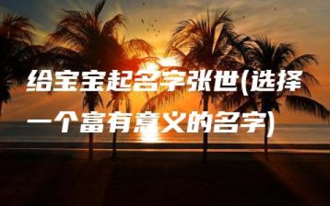 给宝宝起名字张世(选择一个富有意义的名字)