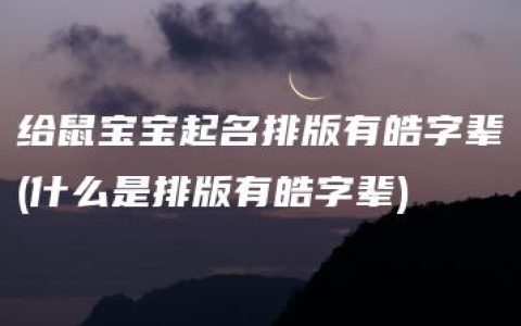 给鼠宝宝起名排版有皓字辈(什么是排版有皓字辈)