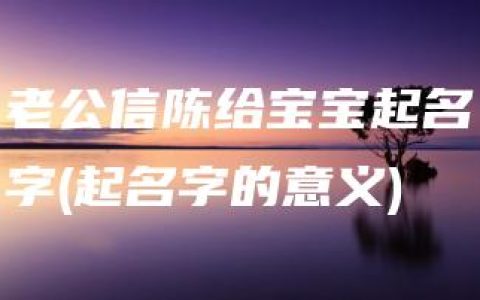 老公信陈给宝宝起名字(起名字的意义)